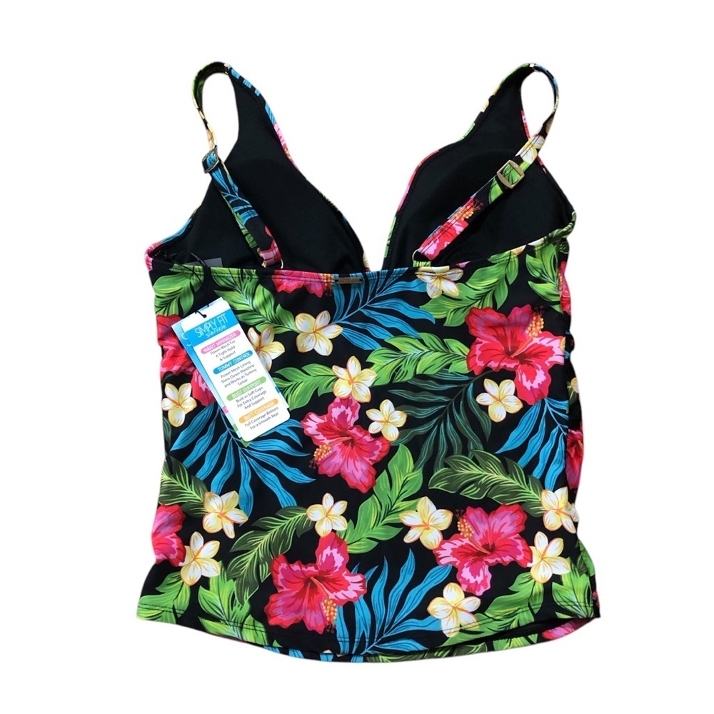 Simply Fit Tankini Swimsuit Top & Bottom Swimwear L Black Tropical Slimm… - Picture 11 of 12